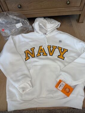 NAVY White Pullover Hoodie NEW size large